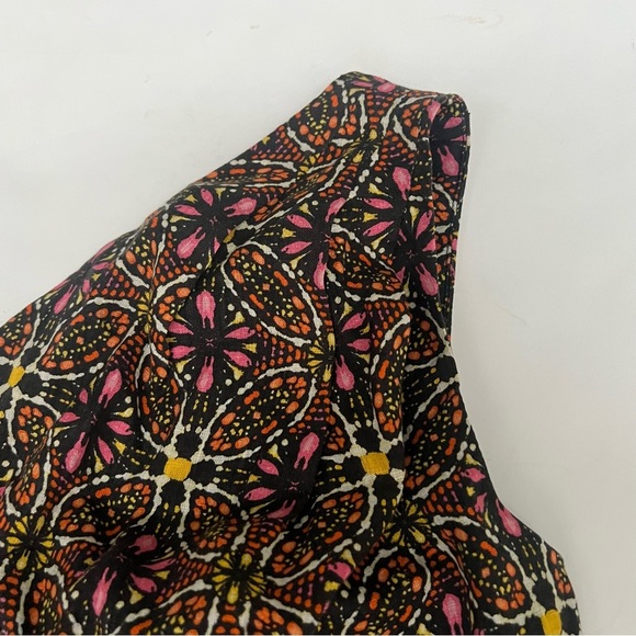 New By Anthropologie One Shoulder Linen Cropped Top Orang Motif Medallion boho - Picture 5 of 14